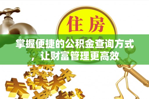 孟津掌握便捷的公积金查询方式，让财富管理更高效